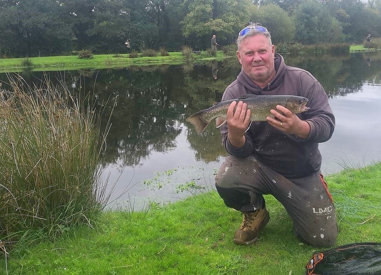 exe valley trout fishery 4lb Spartic trout Simon with a 4lb Spartic