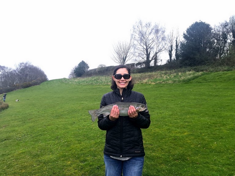 Krystal with her first fish Krystal with her 4lb rainbow trout