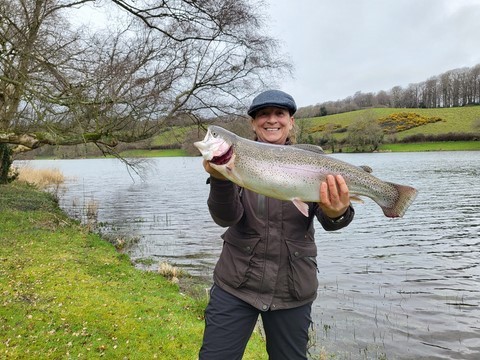 Suki with her 8lb trout Suki with her 8lb Rainbow Trout